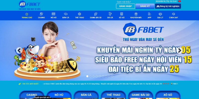 Giao diện chính trang đăng nhập F8Bet hàng đầu Châu Á
